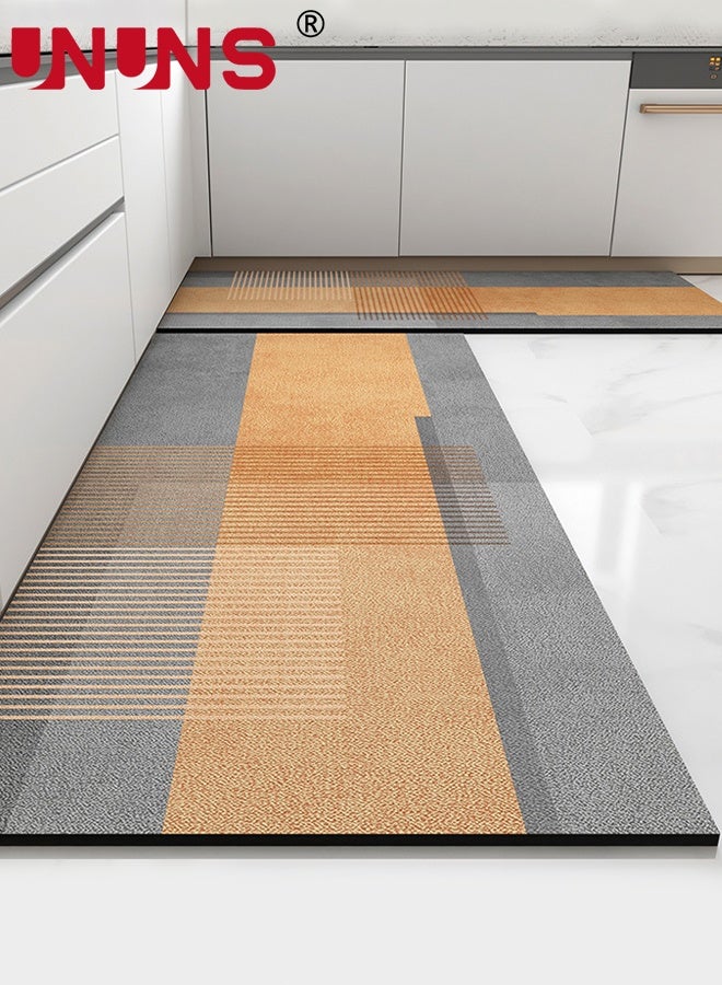 UNUNS 2PCS Absorbent Bath Mat Rug Sets,Quick Drying Mat Silicone Magic Bath Mat,Non-slip Floor Rug Rubber Backed For Bathroom Kitchen Shower Sink,40x60cm+40x120cm,Gray - Image 1